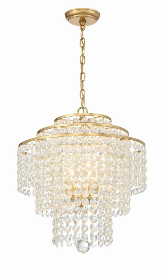 Crystorama Gabrielle Chandelier - Antique Gold, Hand Cut Crystal 20.5"H