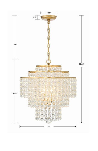 Crystorama Gabrielle Chandelier - Antique Gold, Hand Cut Crystal 20.5"H