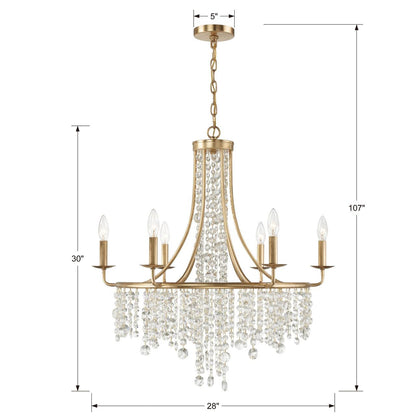 Crystorama Gabrielle Chandelier - Antique Gold, Hand Cut Crystal 30"H