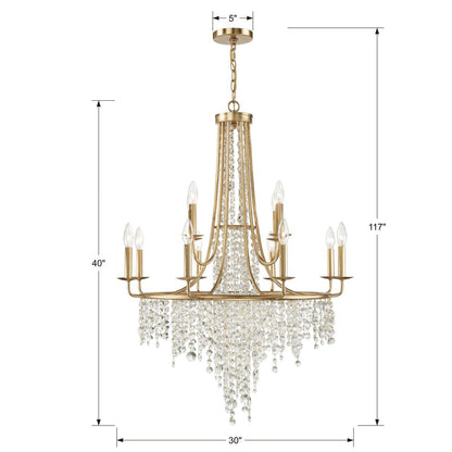 Crystorama Gabrielle Chandelier - Antique Gold, Hand Cut Crystal 40"H