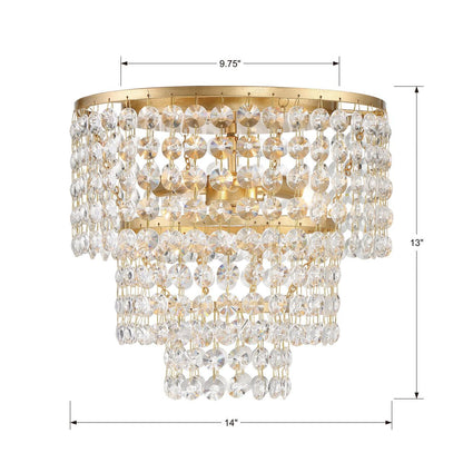 Crystorama Gabrielle Flush Mount - Antique Gold, Hand Cut Crystal 13"H