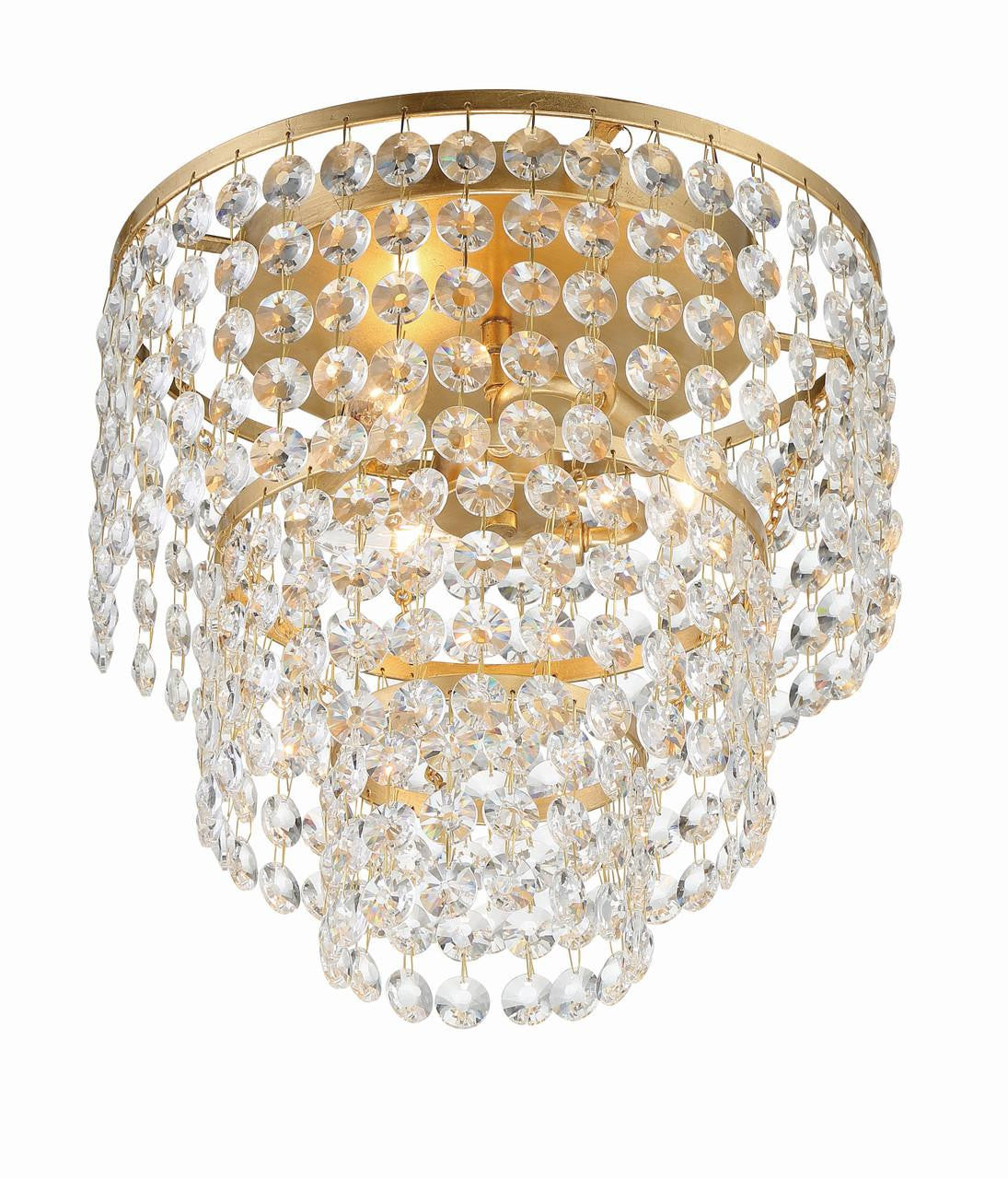 Crystorama Gabrielle Flush Mount - Antique Gold, Hand Cut Crystal 13"H