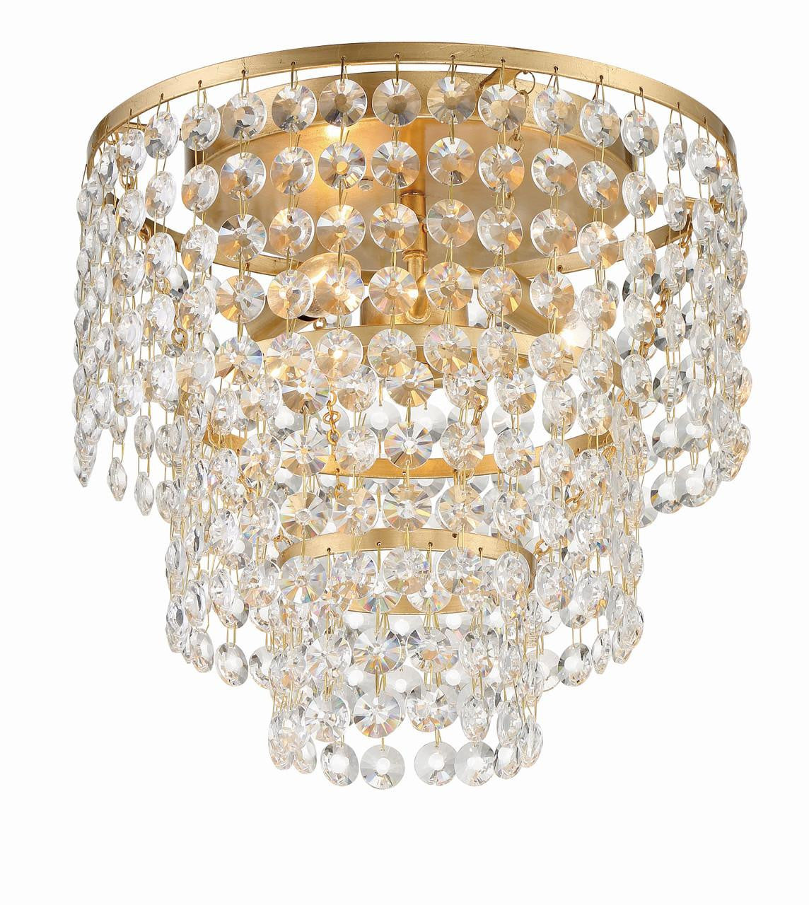 Crystorama Gabrielle Flush Mount - Antique Gold, Hand Cut Crystal 13"H