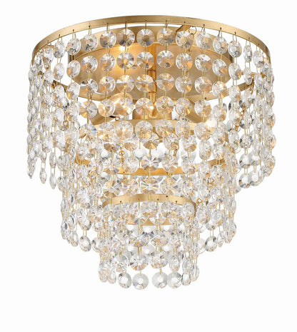Crystorama Gabrielle Flush Mount - Antique Gold, Hand Cut Crystal 13"H