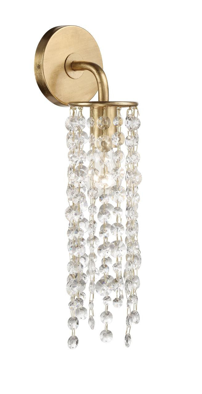 Crystorama Gabrielle Wall Sconce - Antique Gold, Hand Cut Crystal 19"H