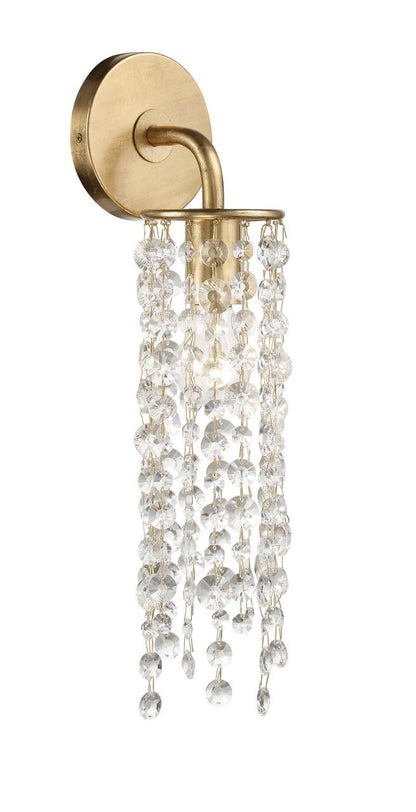 Crystorama Gabrielle Wall Sconce - Antique Gold, Hand Cut Crystal 19"H