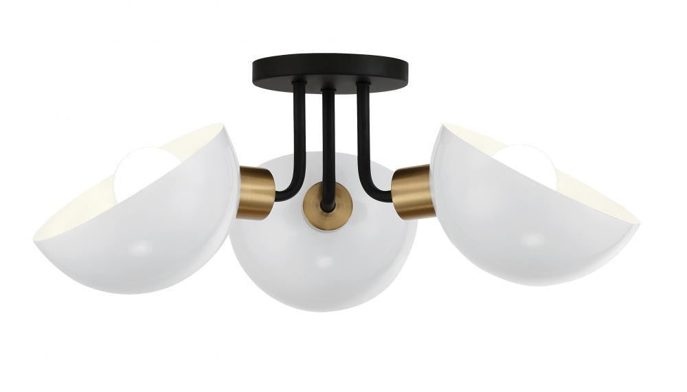Crystorama Gigi Semi Flush Mount Black, Aged Brass