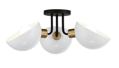 Crystorama Gigi Semi Flush Mount Black, Aged Brass