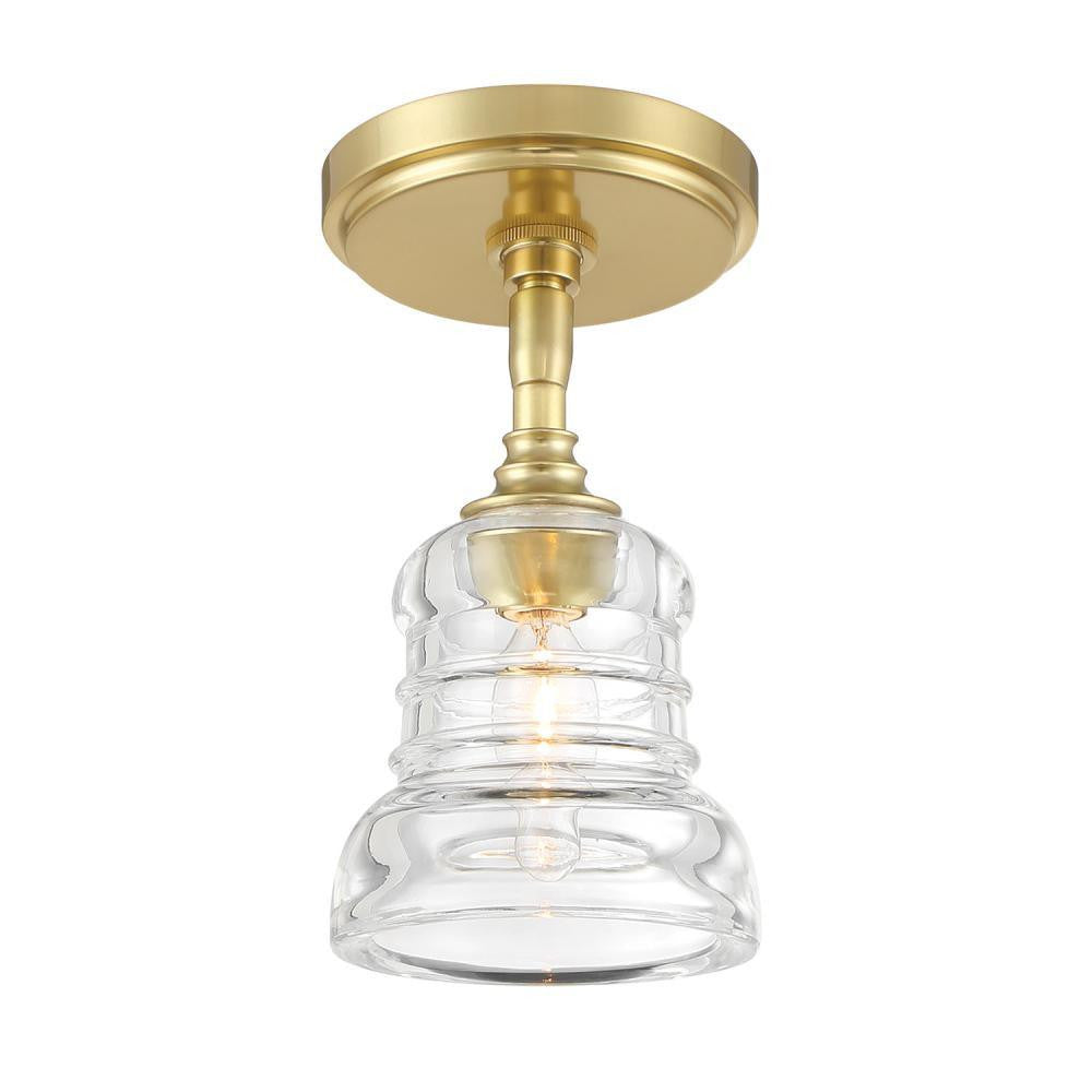 Crystorama Gregory 1 Light Semi Flush Mount Aged Brass