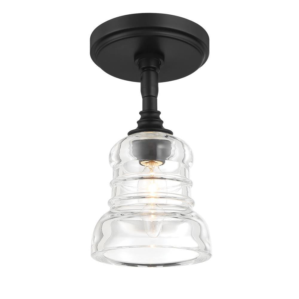 Crystorama Gregory 1 Light Semi Flush Mount Matte Black