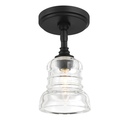 Crystorama Gregory 1 Light Semi Flush Mount Matte Black
