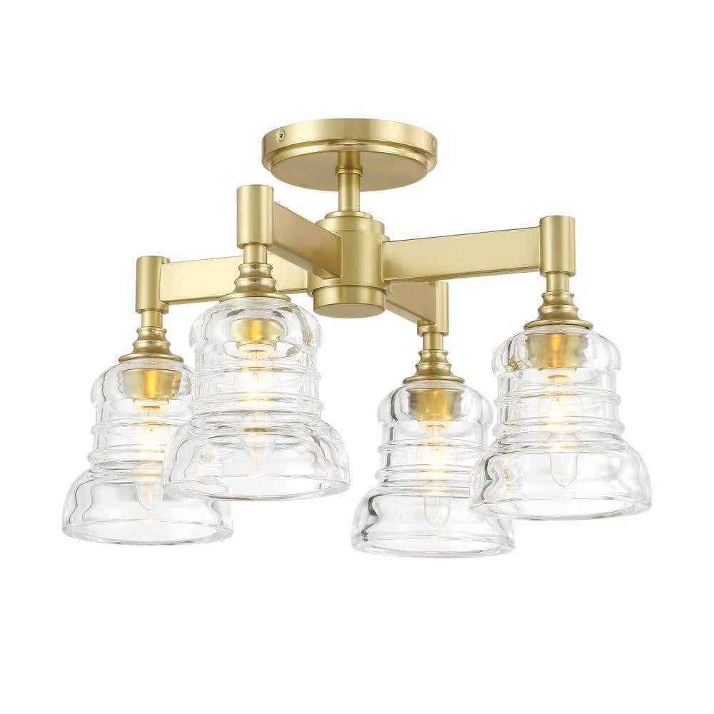 Crystorama Gregory 4 Light Semi Flush Mount Aged Brass