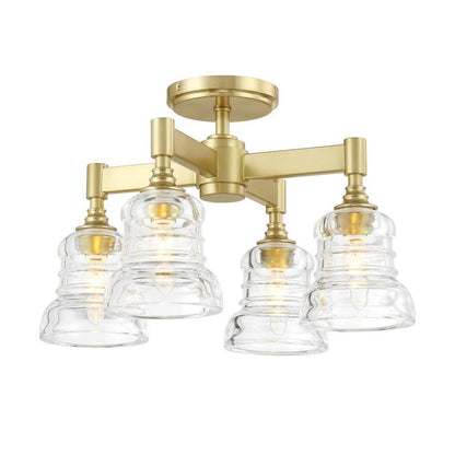 Crystorama Gregory 4 Light Semi Flush Mount Aged Brass