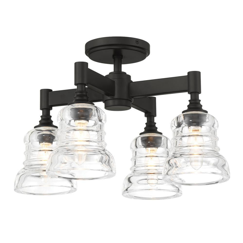 Crystorama Gregory 4 Light Semi Flush Mount Matte Black