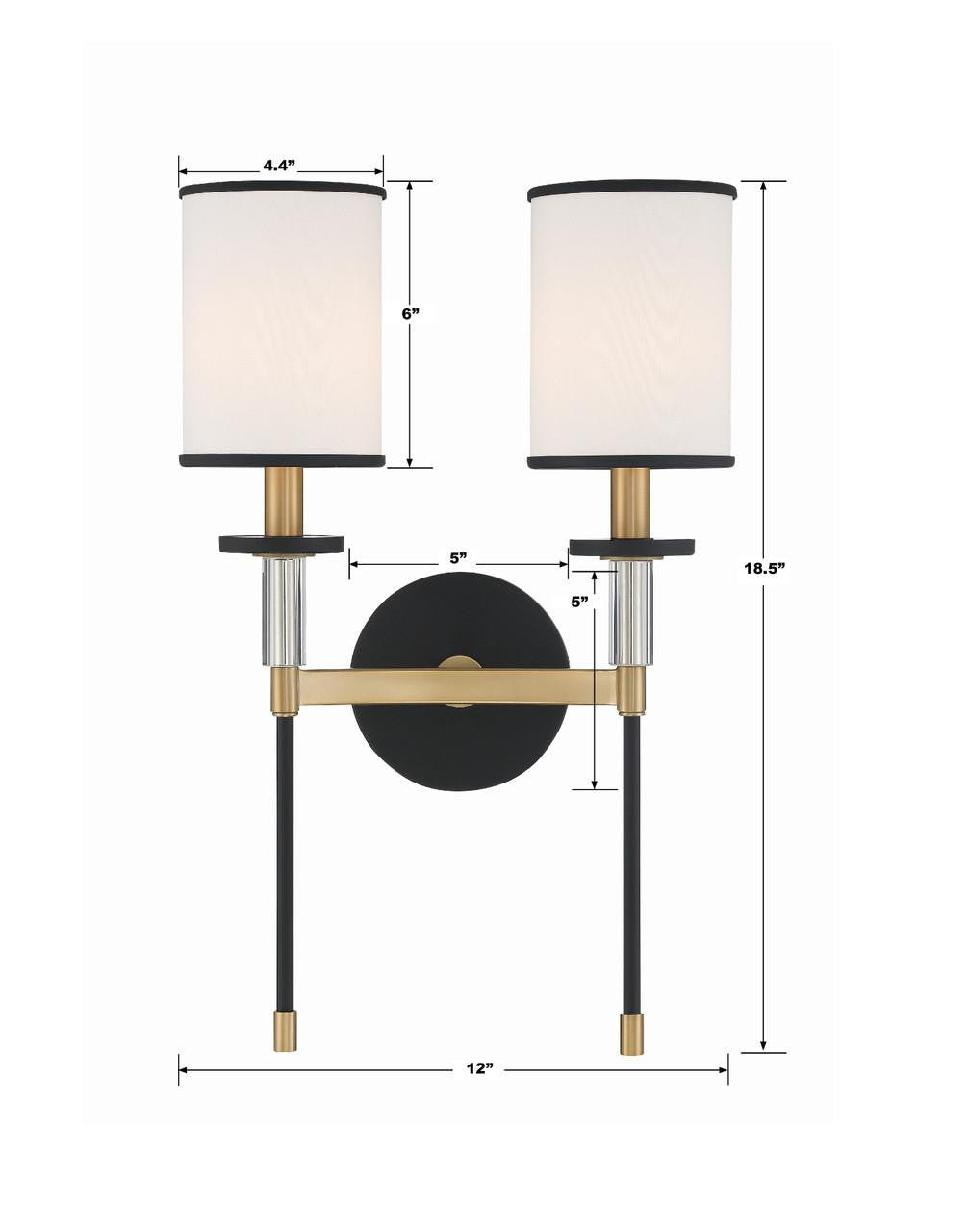 Crystorama Hatfield 2 Light Wall Sconce