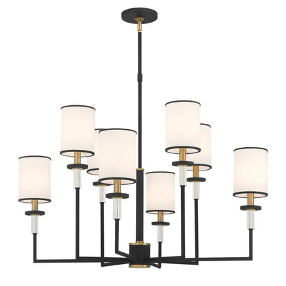 Crystorama Hatfield 8 Light Chandelier Black Forged, Vibrant Gold