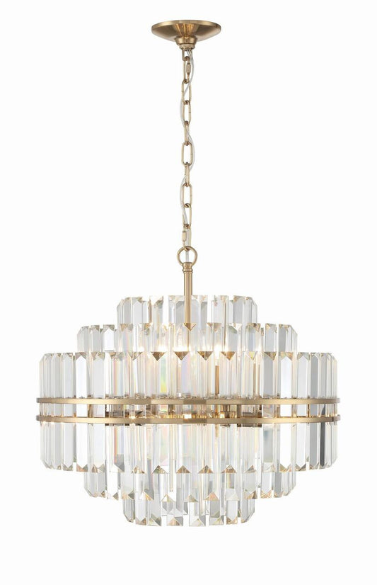 Crystorama Hayes 12 Light Chandelier - Aged Brass, Faceted Crystal 20.5"H