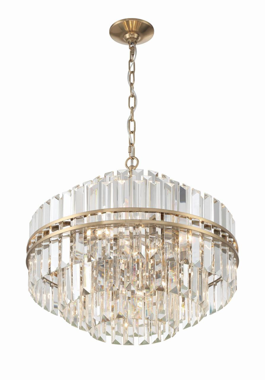 Crystorama Hayes 12 Light Chandelier - Aged Brass, Faceted Crystal 20.5"H