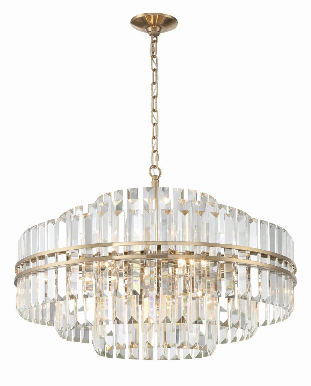 Crystorama Hayes 16 Light Chandelier - Aged Brass, Faceted Crystal 20.5"H