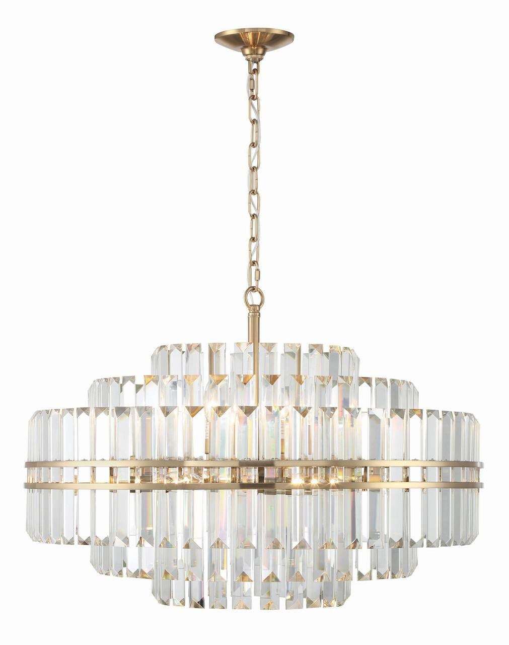 Crystorama Hayes 16 Light Chandelier - Aged Brass, Faceted Crystal 20.5"H