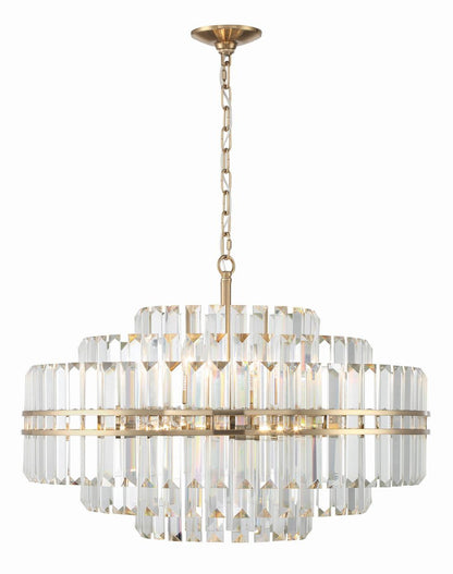 Crystorama Hayes 16 Light Chandelier - Aged Brass, Faceted Crystal 20.5"H