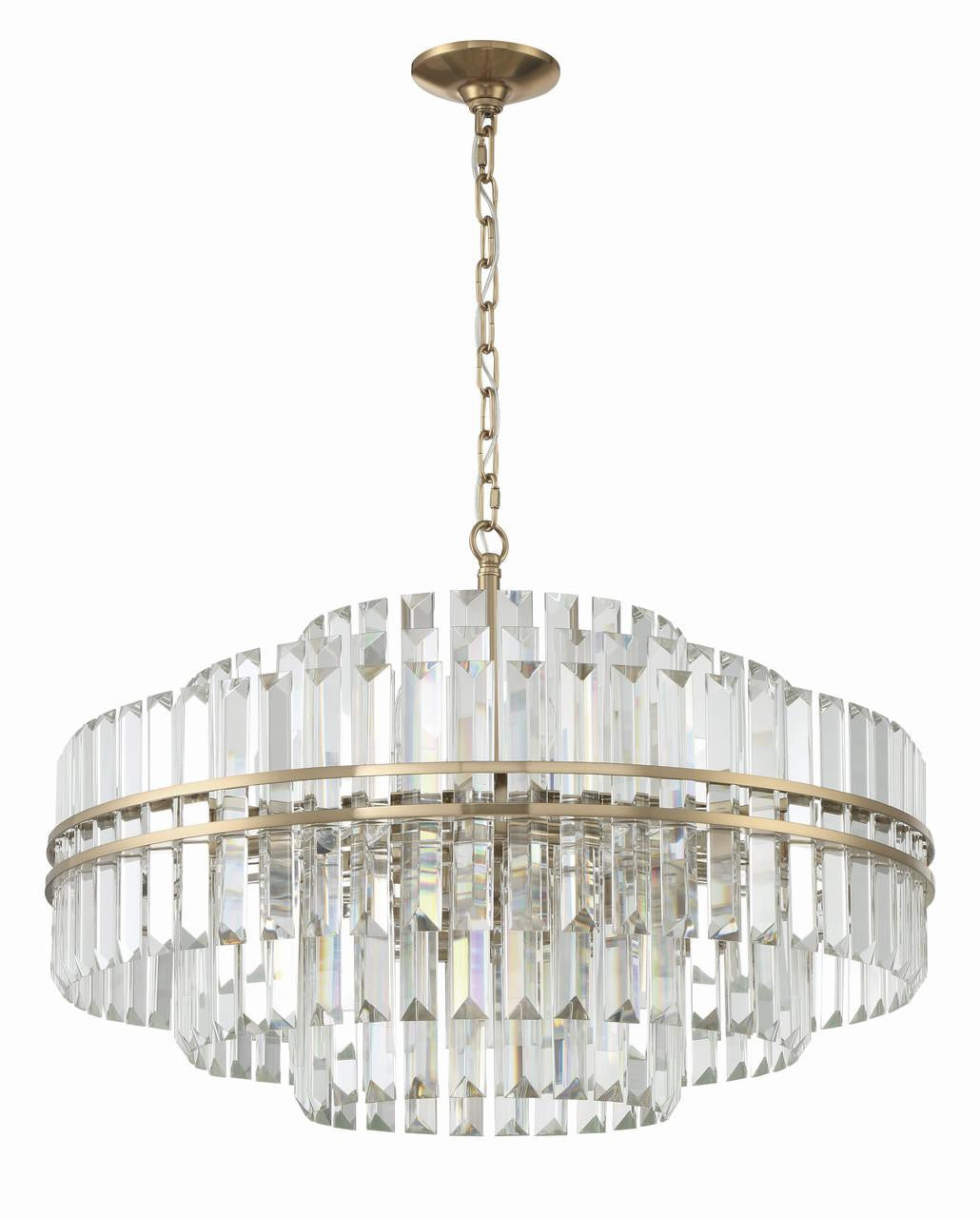 Crystorama Hayes 16 Light Chandelier - Aged Brass, Faceted Crystal 20.5"H