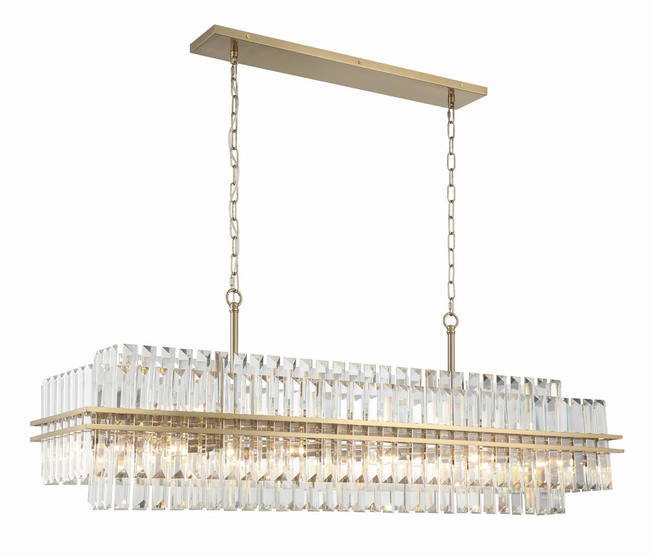 Crystorama Hayes Chandelier - Aged Brass, Faceted Crystal 18"H