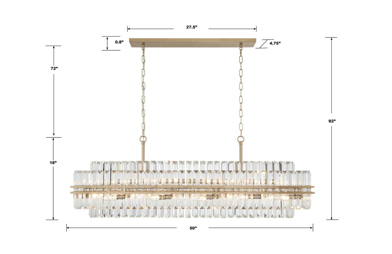 Crystorama Hayes Chandelier - Aged Brass, Faceted Crystal 18"H