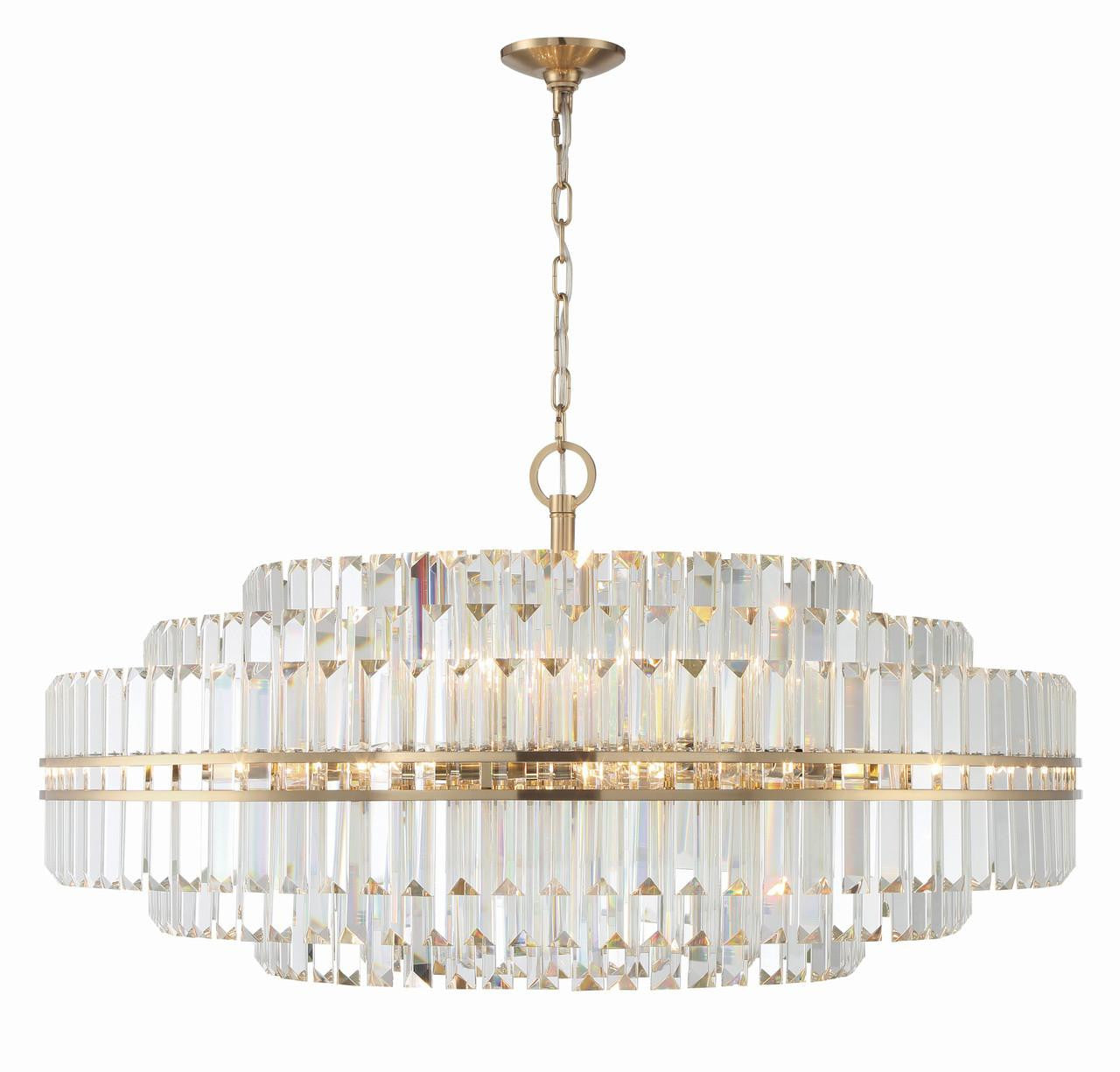 Crystorama Hayes Chandelier - Aged Brass, Faceted Crystal 21"H