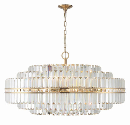 Crystorama Hayes Chandelier - Aged Brass, Faceted Crystal 21"H