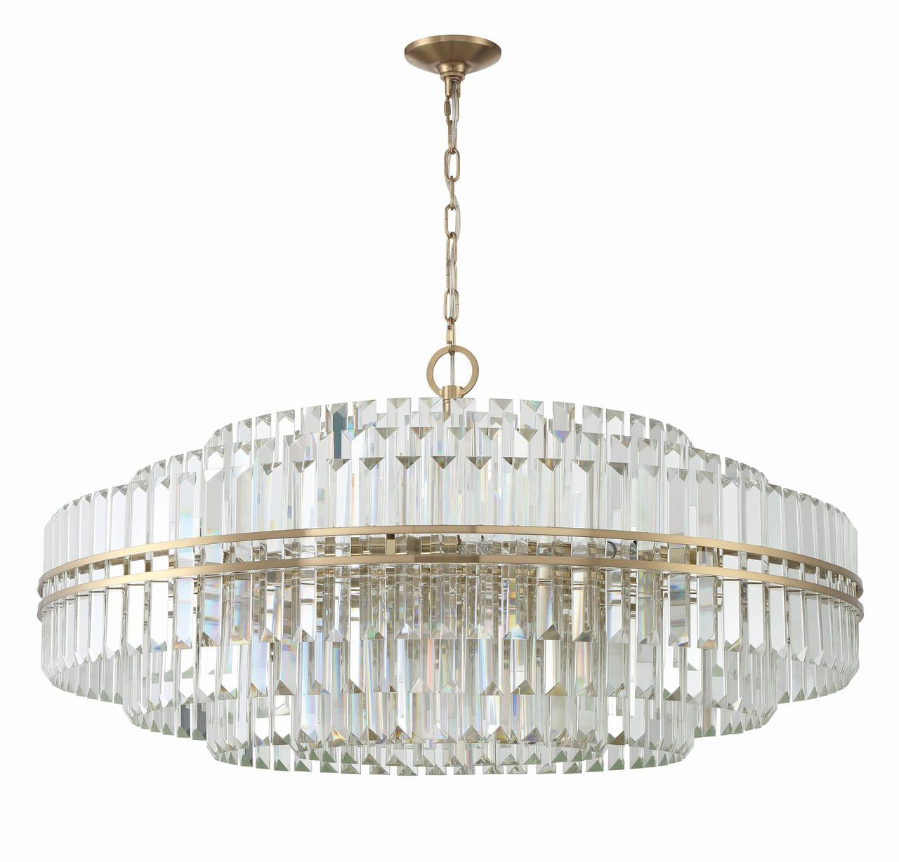 Crystorama Hayes Chandelier - Aged Brass, Faceted Crystal 21"H