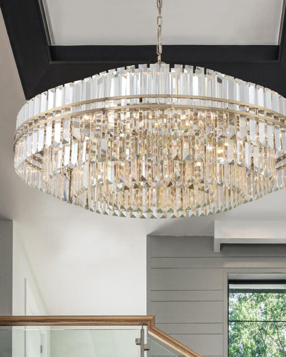 Crystorama Hayes Chandelier - Aged Brass, Faceted Crystal 21"H