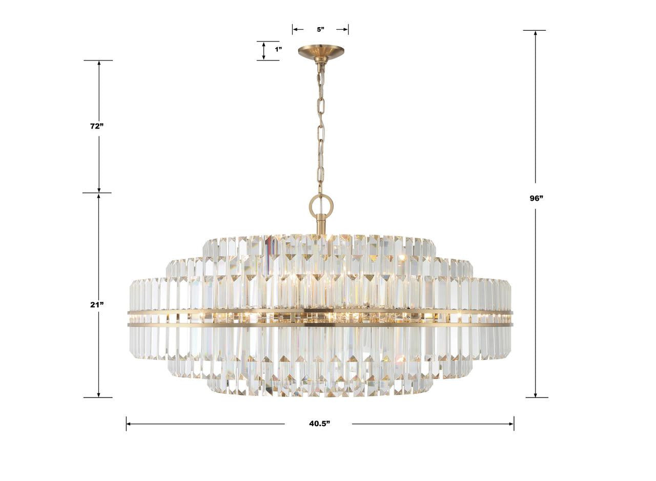 Crystorama Hayes Chandelier - Aged Brass, Faceted Crystal 21"H