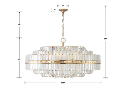 Crystorama Hayes Chandelier - Aged Brass, Faceted Crystal 21"H