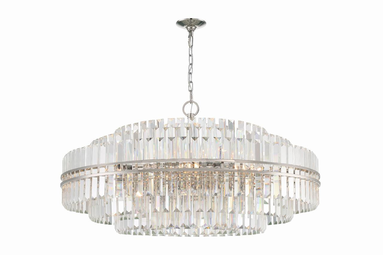 Crystorama Hayes Chandelier - Polished Nickel, Faceted Crystal 21"H