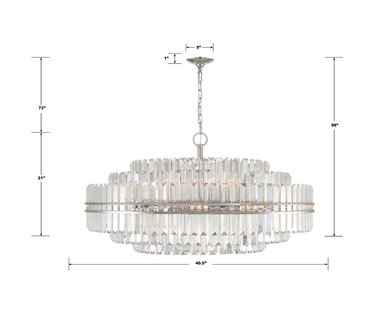Crystorama Hayes Chandelier - Polished Nickel, Faceted Crystal 21"H