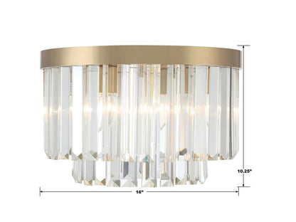 Crystorama Hayes Flush Mount - Aged Brass, Faceted Crystal 10.25"H