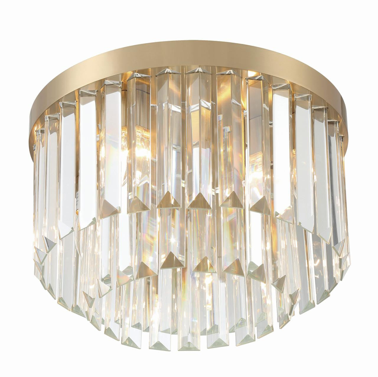 Crystorama Hayes Flush Mount - Aged Brass, Faceted Crystal 10.25"H