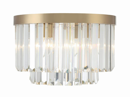 Crystorama Hayes Flush Mount - Aged Brass, Faceted Crystal 10.25"H