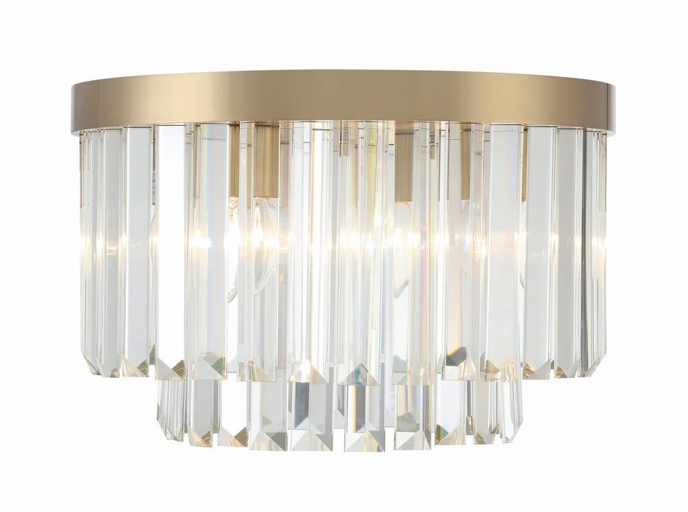 Crystorama Hayes Flush Mount - Aged Brass, Faceted Crystal 10.25"H