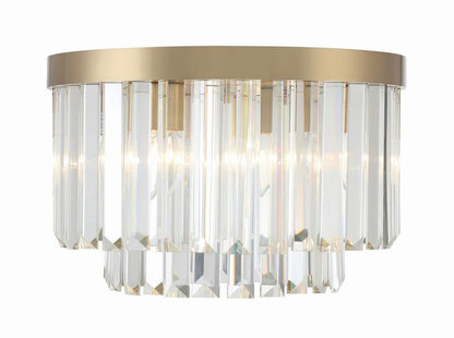 Crystorama Hayes Flush Mount - Aged Brass, Faceted Crystal 10.25"H