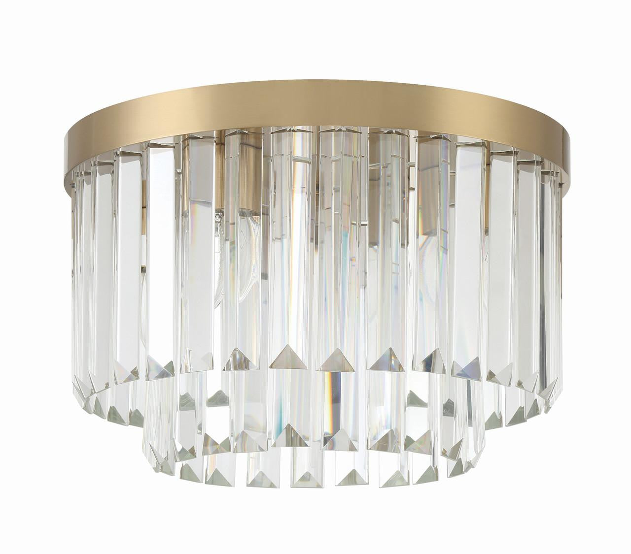 Crystorama Hayes Flush Mount - Aged Brass, Faceted Crystal 10.25"H