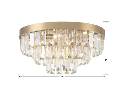 Crystorama Hayes Flush Mount - Aged Brass, Faceted Crystal 8"H