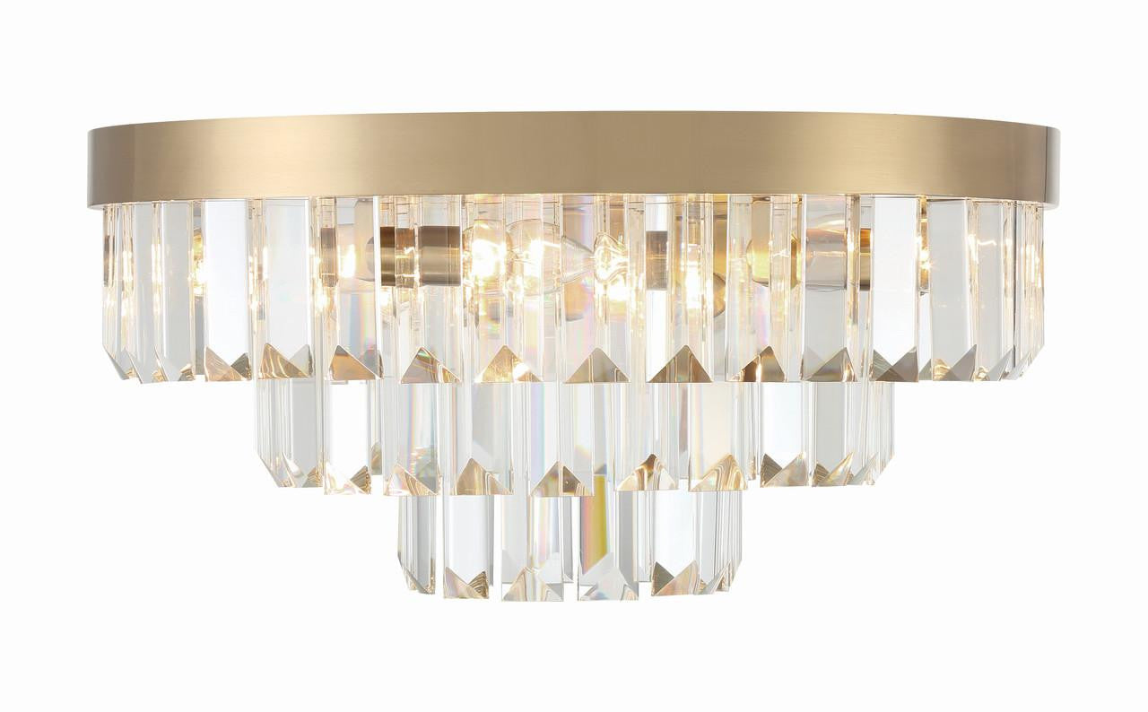 Crystorama Hayes Flush Mount - Aged Brass, Faceted Crystal 8"H