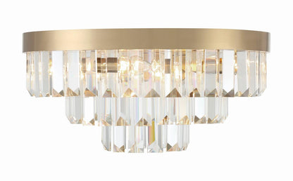 Crystorama Hayes Flush Mount - Aged Brass, Faceted Crystal 8"H