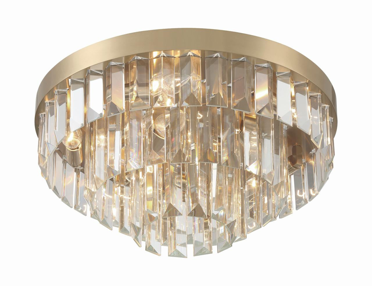 Crystorama Hayes Flush Mount - Aged Brass, Faceted Crystal 8"H