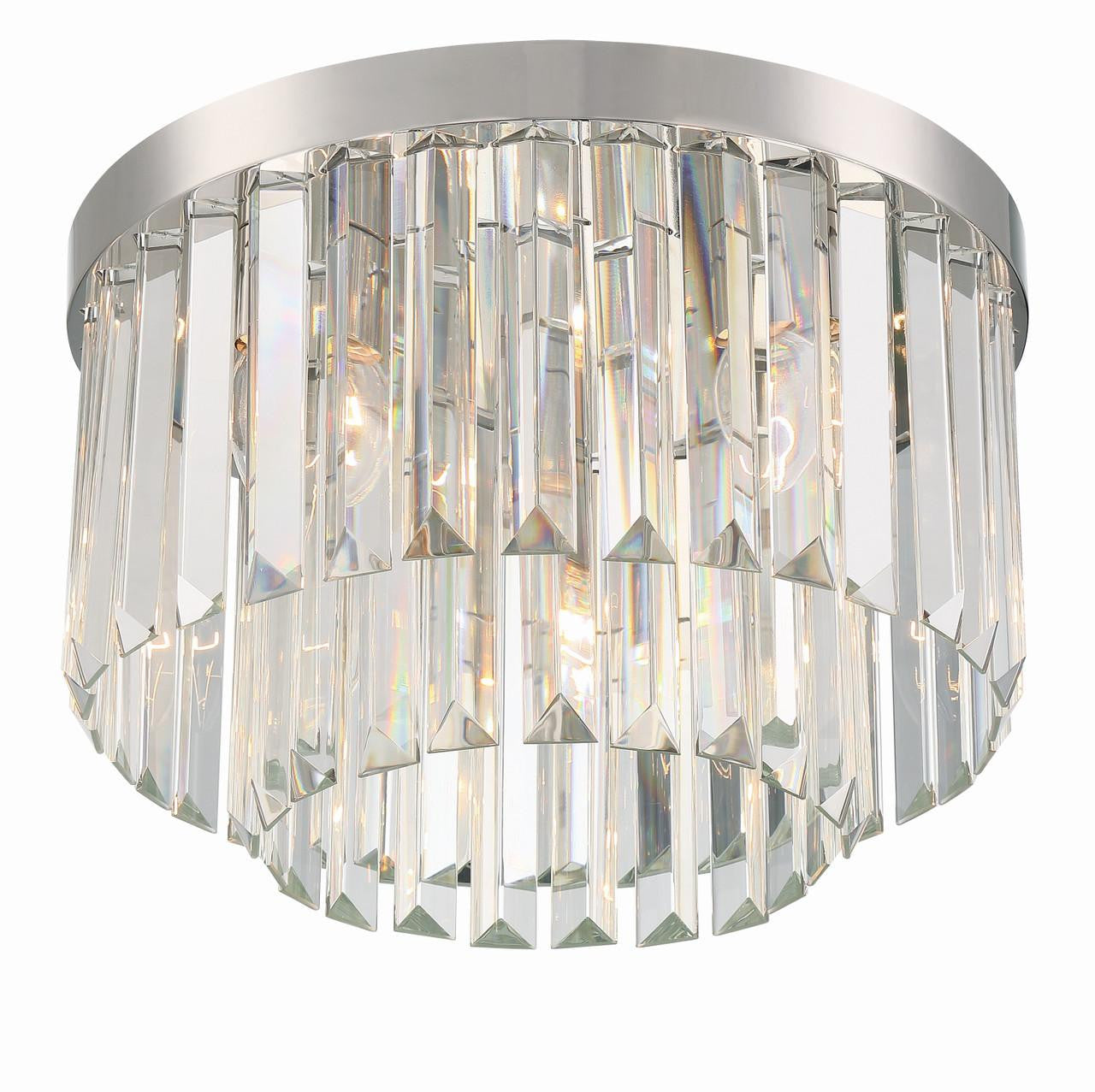 Crystorama Hayes Flush Mount - Polished Nickel, Faceted Crystal 10.25"H