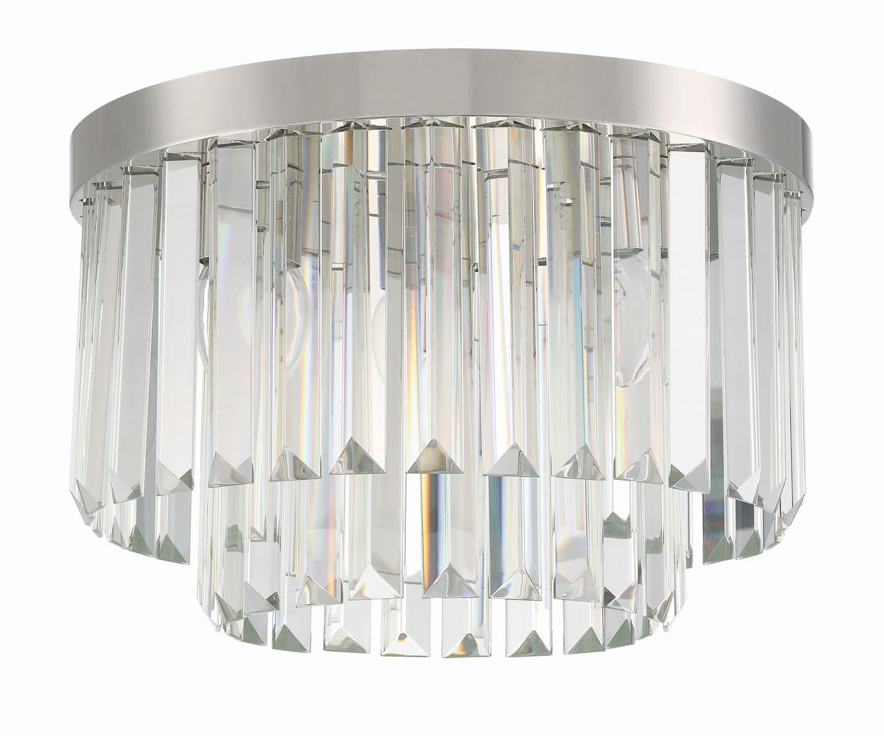 Crystorama Hayes Flush Mount - Polished Nickel, Faceted Crystal 10.25"H