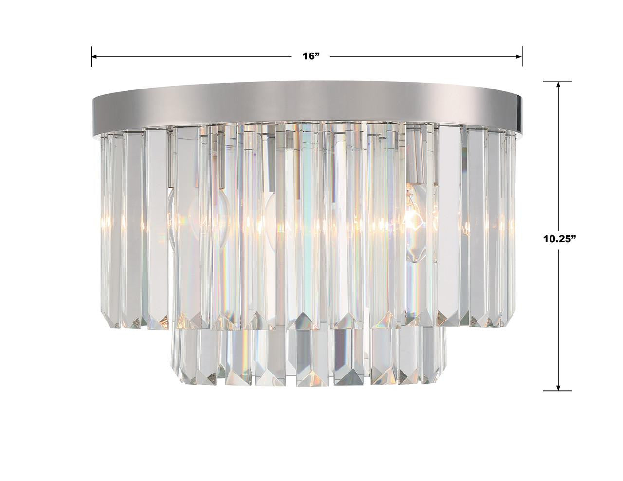 Crystorama Hayes Flush Mount - Polished Nickel, Faceted Crystal 10.25"H