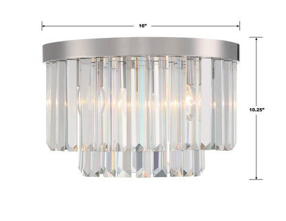 Crystorama Hayes Flush Mount - Polished Nickel, Faceted Crystal 10.25"H